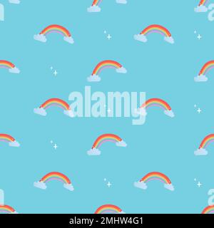 Cute seamless kids pattern background, rainbow vector illustration Stock Vector