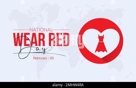 Vector illustration banner design template concept of National Wear Red Day observed on February 03 Stock Vector