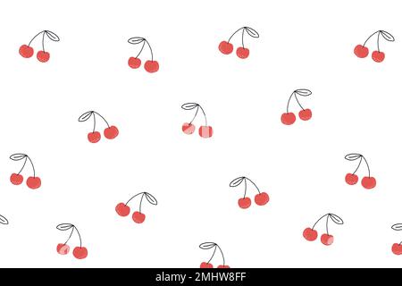 Cherry background desktop wallpaper, cute vector Stock Vector