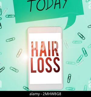 Text caption presenting Hair Loss. Business showcase Loss of human hair from the head or any part of the body Balding Stock Photo
