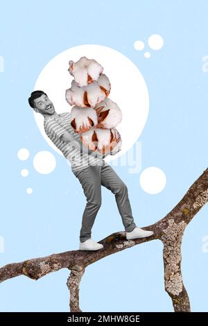 Creative photo 3d collage artwork poster postcard of Ukrainian man destroys russian aggression violence isolated on painting background Stock Photo