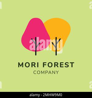 Green business logo template, branding design vector, mori forest text Stock Vector