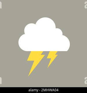 Lightning element, cute weather clipart vector on grey background Stock Vector