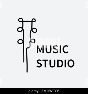 Music business logo template, branding design vector, music studio text Stock Vector