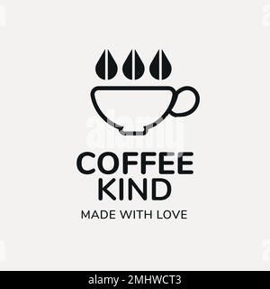 Coffee shop logo, food business template for branding design vector, coffee kind made with love text Stock Vector