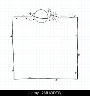 Galaxy decorated minimal line art frame vector Stock Vector