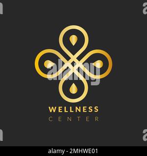 Wellness center logo template, gold professional design vector Stock Vector