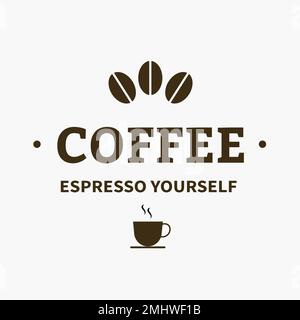 Coffee shop logo, food business template for branding design vector, espresso yourself text Stock Vector