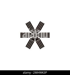 pencil stripes ribbon simple geometric logo vector Stock Vector
