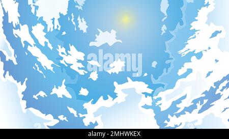 Cartoon sky with random clouds vector background illustration sky design. Stock Vector