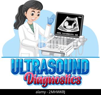 Doctor using ultrasound scanning machine illustration Stock Vector