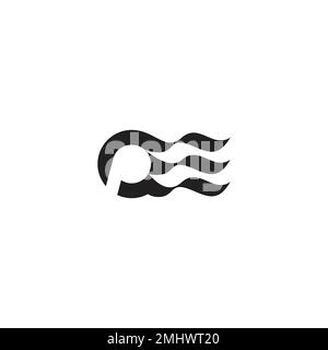 letter p motion curves hair object logo vector Stock Vector
