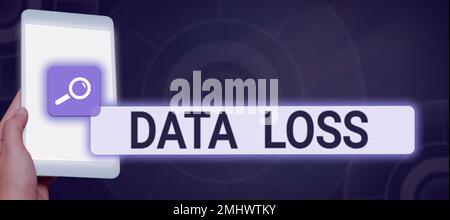 Writing displaying text Data Loss. Word Written on process or event that results in data being corrupted and deleted Stock Photo