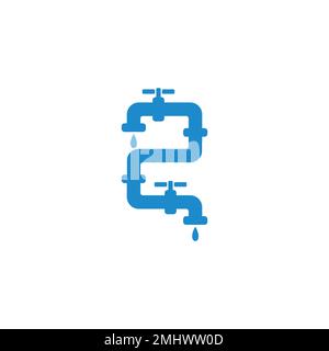 two plumbing faucet water design logo vector Stock Vector