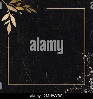 Christmas golden rectangle frame on black background vector Stock Vector