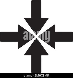 Four black arrows pointing to the center on a white background with copy space Stock Vector
