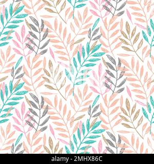 Tropical palm leaves, seamless foliage pattern. Vector illustration. Tropical jungle palm tree background Stock Vector