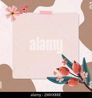 Hypercicum berries frame with washi tape vector Stock Vector