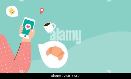 Online delivery food service during the coronavirus pandemic vector Stock Vector