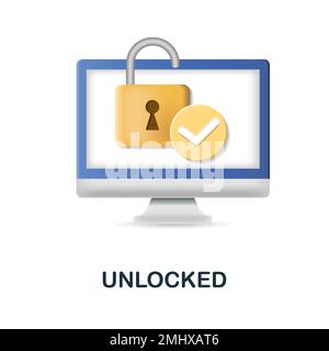 Unlocked icon. 3d illustration from security collection. Creative Unlocked 3d icon for web design, templates, infographics and more Stock Vector
