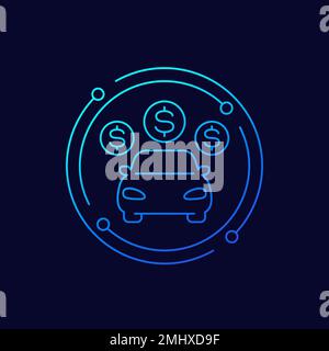 car payments icon, linear vector Stock Vector