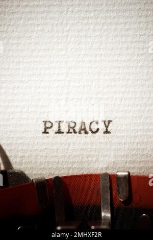 Piracy word written with a typewriter. Stock Photo