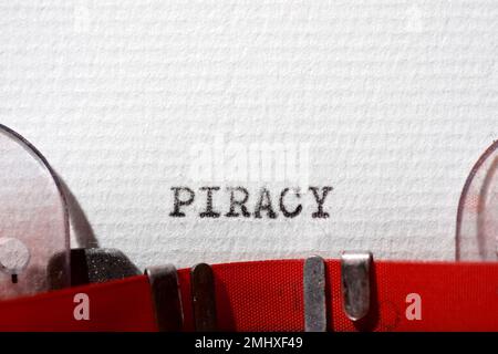 Piracy word written with a typewriter. Stock Photo