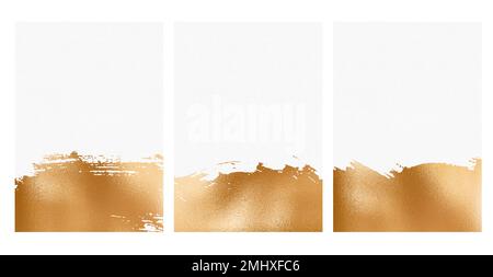 Blank A4 paper sheet with distressed gold foil design element at the bottom, luxury banner set with copy space Stock Photo