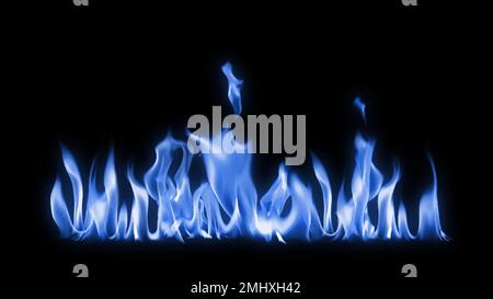 Blue flame border sticker, realistic fire image vector Stock Vector