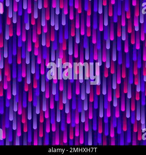 Neon colored purple rain drops on dark blue background. Random placed and colored stripes pattern. Vector illustration Stock Vector