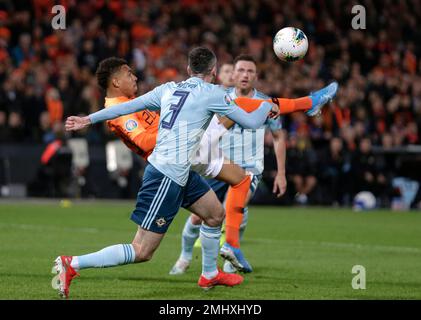 Netherlands' Donyell Malen attempts a bicycle kick during the Euro