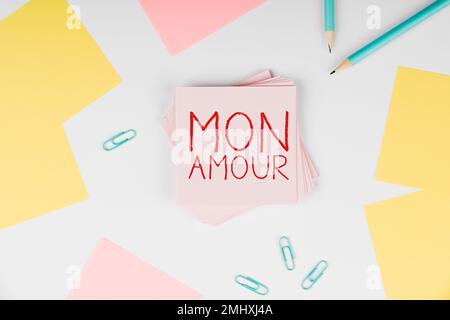 Conceptual caption Mon Amour. Business overview French name of lover Happy  Valentines Day Stock Photo - Alamy