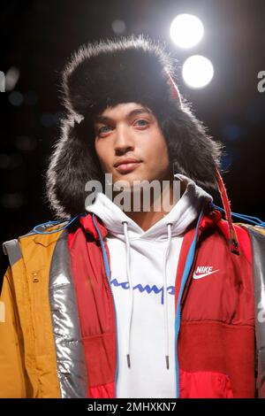 IMAGE DISTRIBUTED FOR DICK'S SPORTING GOODS - Model poses in Champion and  Nike apparel available at DICK'S Sporting Goods stores while walking in  their first-ever fashion show on Wednesday, Oct. 9, 2019
