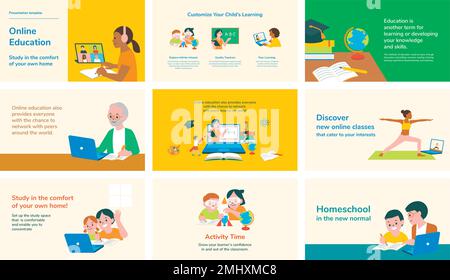 Education editable slide templates vector set Stock Vector