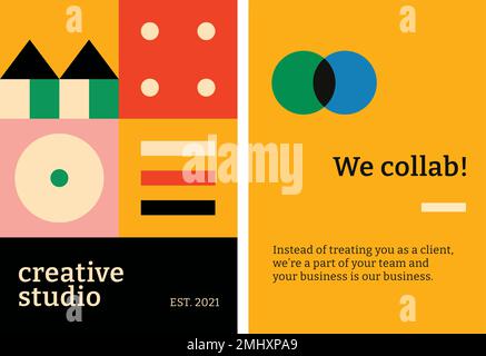Editable poster template vector bauhaus inspired flat design creative studio text Stock Vector