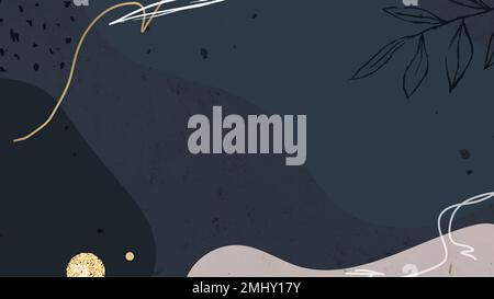 Abstract blue tone Memphis patterned social template vector Stock Vector