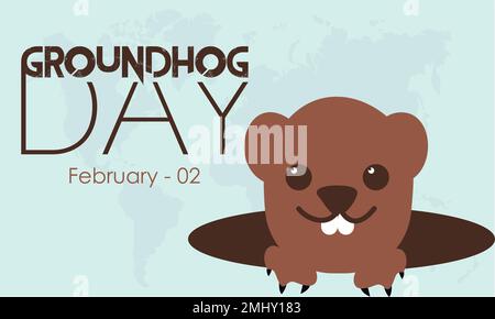 Vector illustration banner design template concept of Groundhog Day observed on February 02 Stock Vector