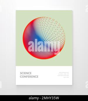 Science conference. Cover design template. The sphere consisting of points. Global digital connections. Modern science and technology element. 3d vect Stock Vector