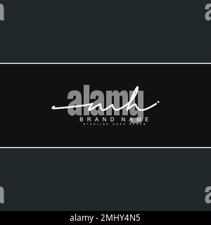 MH Initial Logo in Signature Style for Photography and Fashion Business - Hand Drawn Signature Logo Vector Stock Vector
