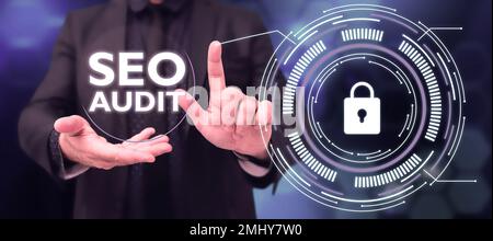 Writing displaying text Seo Audit. Conceptual photo Search Engine Optimization validating and verifying process Stock Photo