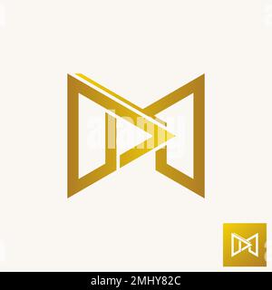 Simple and unique letter or word M line font with play sign image graphic icon logo design abstract concept vector stock music video or initial Stock Vector