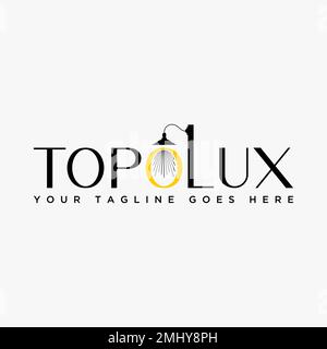 Simple and unique light lamp bulb on letter or word TOP LUX font image graphic icon logo design abstract concept vector stock interior or lighting Stock Vector