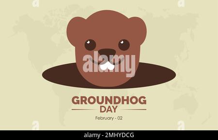 Vector illustration banner design template concept of Groundhog Day observed on February 02 Stock Vector