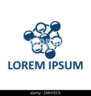 Molecule icon. Biology or chemistry research, physics science laboratory vector symbol or emblem. Business company, biotechnology icon or sign with atoms and molecular structure Stock Vector