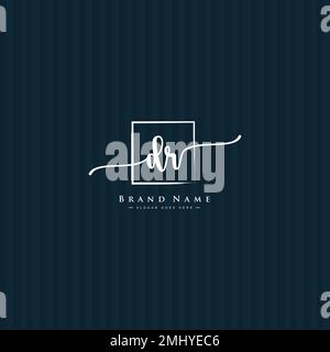 Handwritten Signature logo for Initial Letter DR - Vector Logo Template for Alphabet D and R Stock Vector