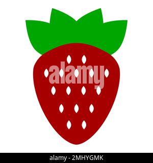 Icon strawberry, delicious strawberry food summer, cartoon berry nature fruit Stock Vector