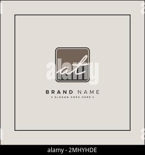 AT Simple Signature Logo - Handwritten Vector Template for A and T Logo Stock Vector