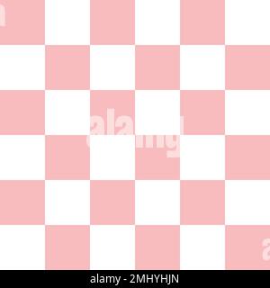 Girly pink seamless y2k pattern with chess style for texture and wrapping paper design. Stock Vector