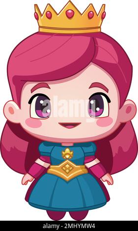 Smiling little princess girl with crown on her head Stock Vector