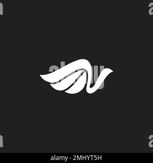 letter v wings shape simple curves geometric logo vector Stock Vector
